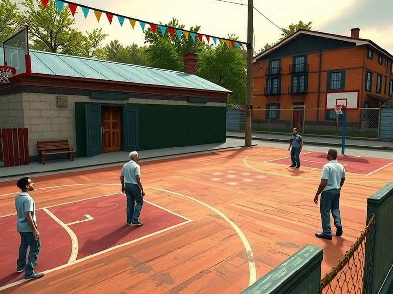 Hoop Dreams Slum gameplay screenshot showing urban Indian basketball court